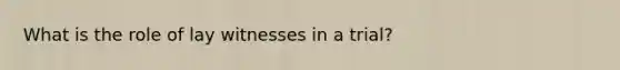 What is the role of lay witnesses in a trial?