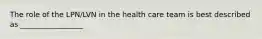 The role of the LPN/LVN in the health care team is best described as _________________