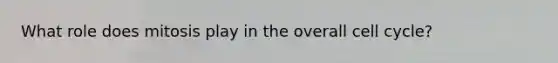 What role does mitosis play in the overall <a href='https://www.questionai.com/knowledge/keQNMM7c75-cell-cycle' class='anchor-knowledge'>cell cycle</a>?