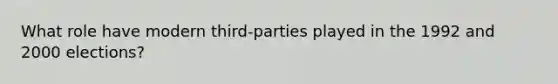 What role have modern third-parties played in the 1992 and 2000 elections?