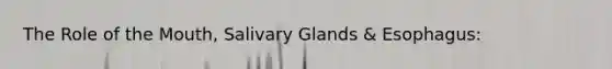 The Role of the Mouth, Salivary Glands & Esophagus: