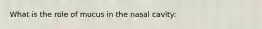 What is the role of mucus in the nasal cavity: