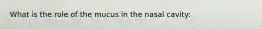 What is the role of the mucus in the nasal cavity: