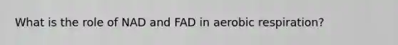 What is the role of NAD and FAD in <a href='https://www.questionai.com/knowledge/kyxGdbadrV-aerobic-respiration' class='anchor-knowledge'>aerobic respiration</a>?