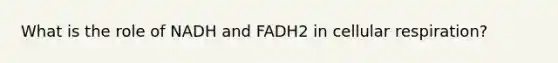 What is the role of NADH and FADH2 in cellular respiration?