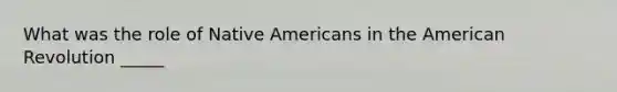 What was the role of Native Americans in the American Revolution _____