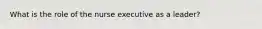 What is the role of the nurse executive as a leader?