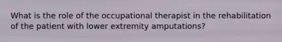 What is the role of the occupational therapist in the rehabilitation of the patient with lower extremity amputations?