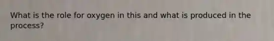 What is the role for oxygen in this and what is produced in the process?