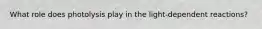 What role does photolysis play in the light-dependent reactions?