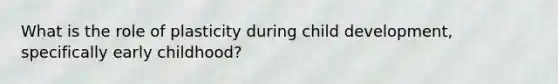 What is the role of plasticity during child development, specifically early childhood?