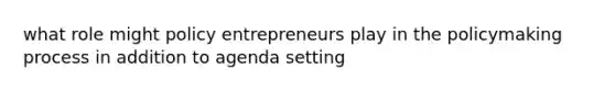 what role might policy entrepreneurs play in the policymaking process in addition to agenda setting