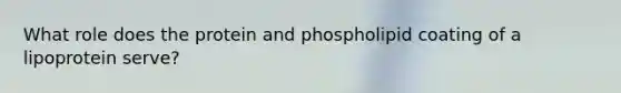 What role does the protein and phospholipid coating of a lipoprotein serve?