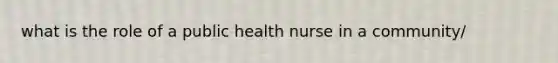 what is the role of a public health nurse in a community/