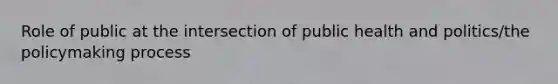 Role of public at the intersection of public health and politics/the policymaking process