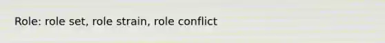 Role: role set, role strain, role conflict