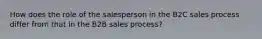 How does the role of the salesperson in the B2C sales process differ from that in the B2B sales process?
