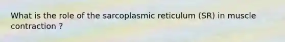 What is the role of the sarcoplasmic reticulum (SR) in muscle contraction ?