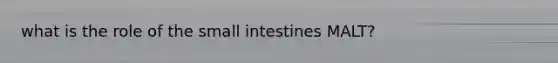 what is the role of <a href='https://www.questionai.com/knowledge/kt623fh5xn-the-small-intestine' class='anchor-knowledge'>the small intestine</a>s MALT?