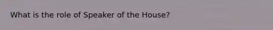 What is the role of Speaker of the House?