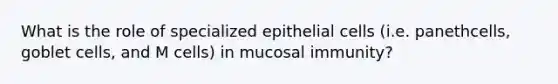 What is the role of specialized epithelial cells (i.e. panethcells, goblet cells, and M cells) in mucosal immunity?