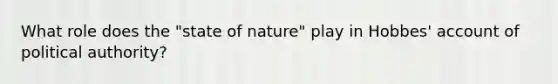 What role does the "state of nature" play in Hobbes' account of political authority?