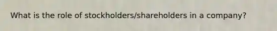 What is the role of stockholders/shareholders in a company?