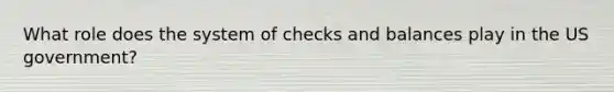 What role does the system of checks and balances play in the US government?