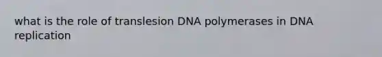 what is the role of translesion DNA polymerases in <a href='https://www.questionai.com/knowledge/kofV2VQU2J-dna-replication' class='anchor-knowledge'>dna replication</a>