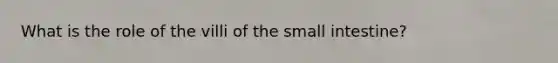 What is the role of the villi of the small intestine?