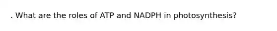 . What are the roles of ATP and NADPH in photosynthesis?