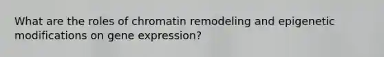 What are the roles of chromatin remodeling and epigenetic modifications on gene expression?