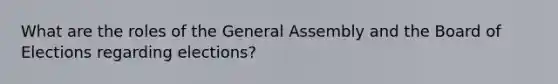 What are the roles of the General Assembly and the Board of Elections regarding elections?