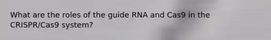 What are the roles of the guide RNA and Cas9 in the CRISPR/Cas9 system?