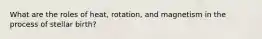 What are the roles of heat, rotation, and magnetism in the process of stellar birth?