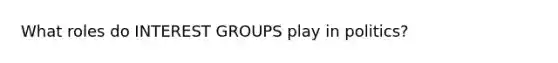 What roles do INTEREST GROUPS play in politics?