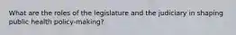 What are the roles of the legislature and the judiciary in shaping public health policy-making?