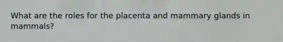 What are the roles for the placenta and mammary glands in mammals?