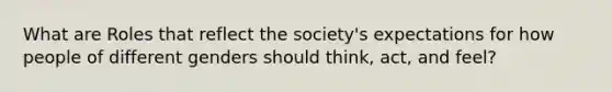 What are Roles that reflect the society's expectations for how people of different genders should think, act, and feel?