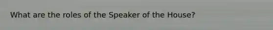 What are the roles of the Speaker of the House?