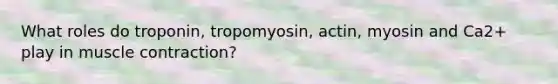 What roles do troponin, tropomyosin, actin, myosin and Ca2+ play in muscle contraction?