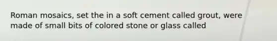 Roman mosaics, set the in a soft cement called grout, were made of small bits of colored stone or glass called