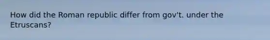How did the Roman republic differ from gov't. under the Etruscans?