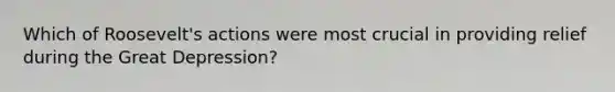Which of Roosevelt's actions were most crucial in providing relief during the Great Depression?