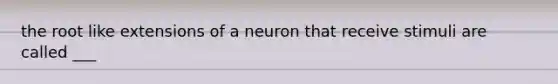 the root like extensions of a neuron that receive stimuli are called ___