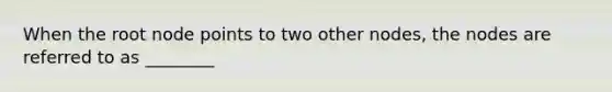 When the root node points to two other nodes, the nodes are referred to as ________