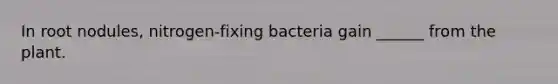 In root nodules, nitrogen-fixing bacteria gain ______ from the plant.