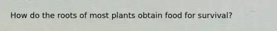 How do the roots of most plants obtain food for survival?