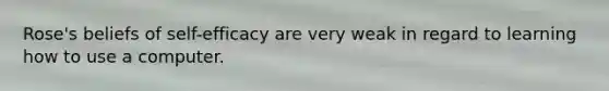 Rose's beliefs of self-efficacy are very weak in regard to learning how to use a computer.