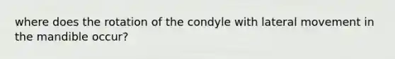 where does the rotation of the condyle with lateral movement in the mandible occur?